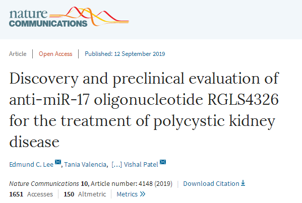 Nature重磅丨抗miR-17寡核苷酸RGLS4326用于治療多囊腎的發(fā)現(xiàn)和臨床前評價-肽度TIMEDOO