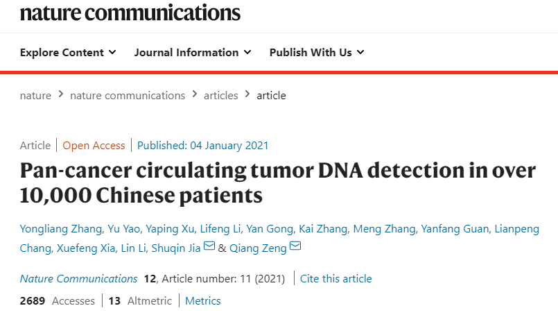 Nature子刊｜華大智造DNBSEQ測序平臺助力超萬例中國泛癌種患者ctDNA檢測研究-肽度TIMEDOO