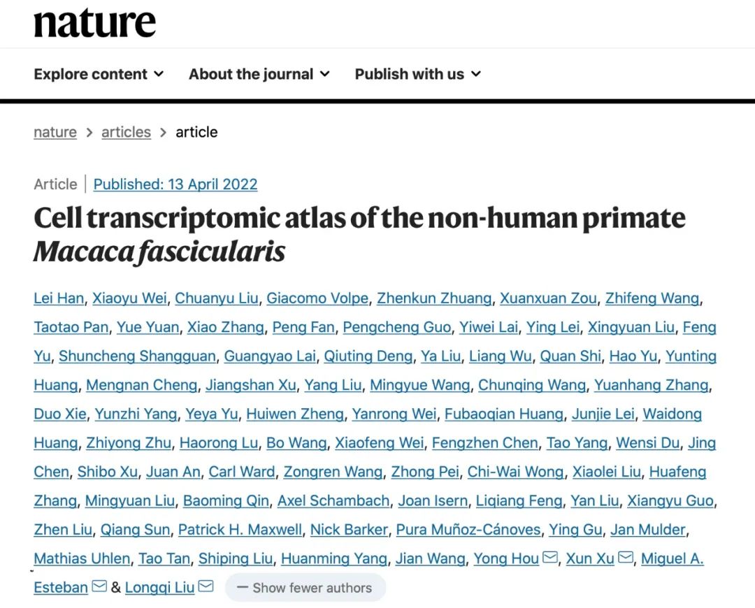 全球首個(gè)非人靈長(zhǎng)類動(dòng)物全細(xì)胞圖譜在Nature發(fā)表-肽度TIMEDOO
