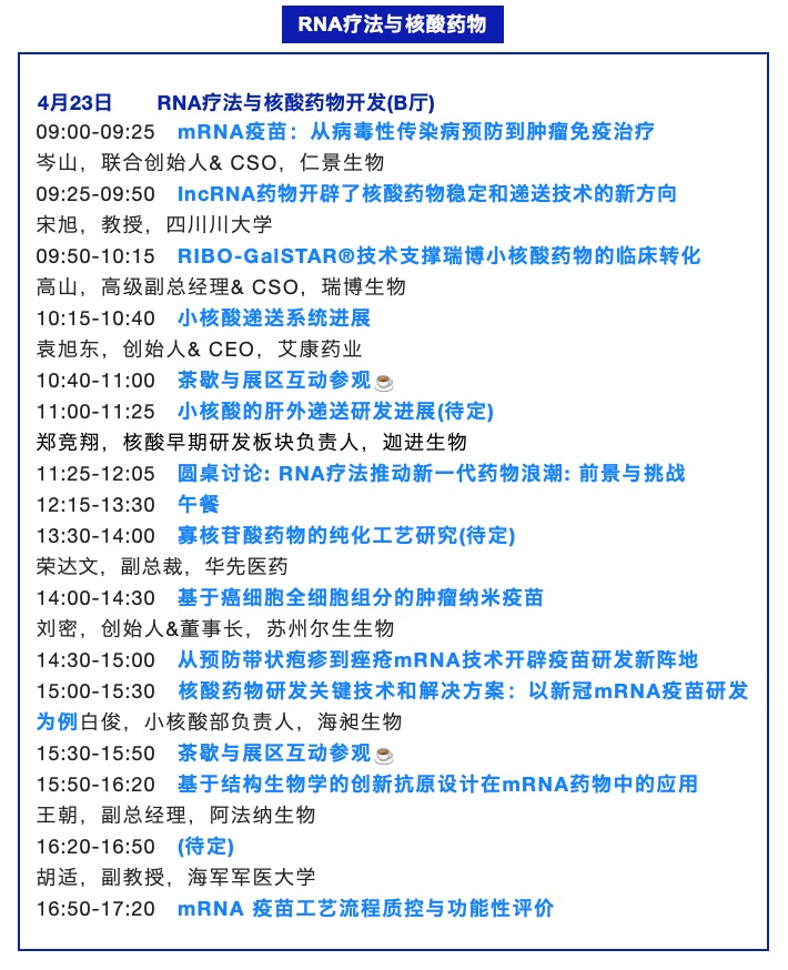 議程公布——BioFuture 2023第六屆生物醫(yī)藥未來(lái)領(lǐng)袖峰會(huì)，4月22日-23日上海-肽度TIMEDOO