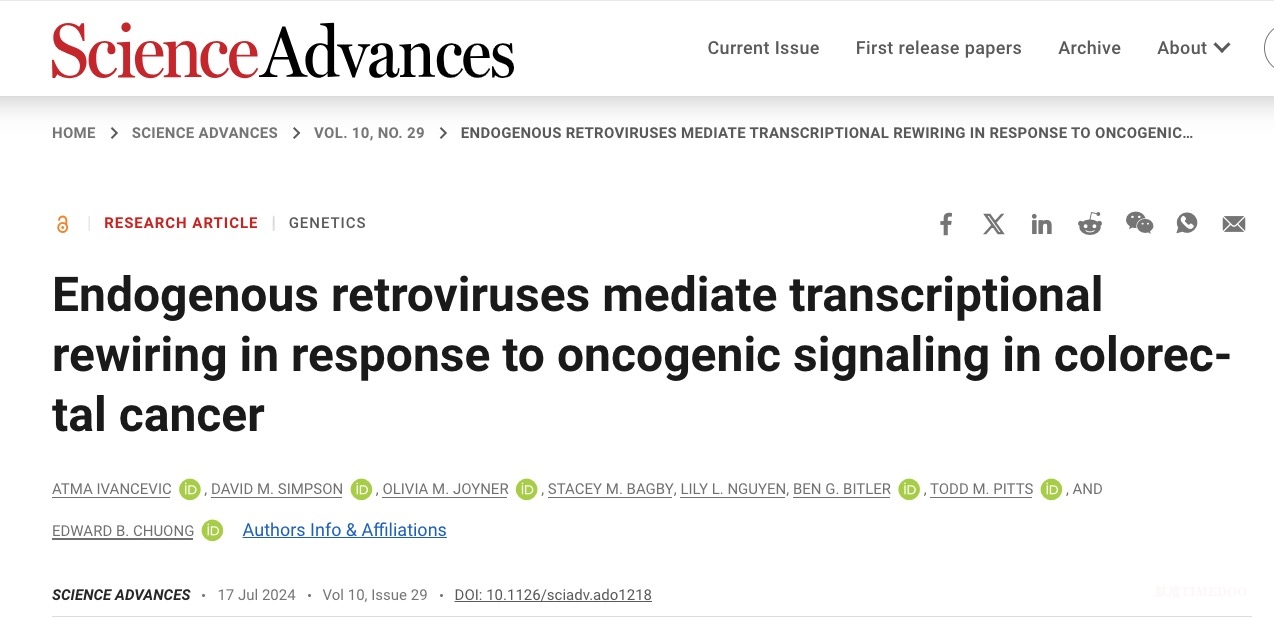 抑制結(jié)腸癌的新思路:提前阻斷逆轉(zhuǎn)錄病毒-肽度TIMEDOO