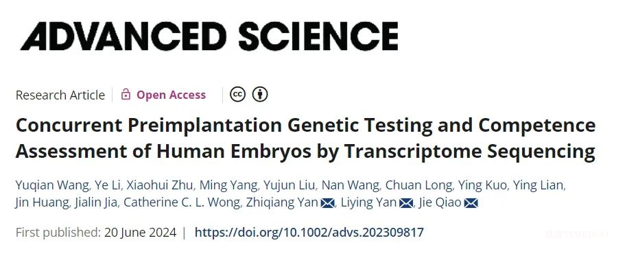image1.jpeg 北大第三醫(yī)院?jiǎn)探茉菏?、閆麗盈教授、嚴(yán)智強(qiáng)團(tuán)隊(duì)研發(fā)出基于RNA的胚胎診斷和著床潛能評(píng)估方法-肽度TIMEDOO
